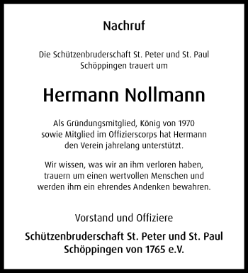 Anzeige von Hermann Nollmann 