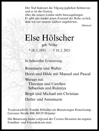 Anzeige von Else Hölscher 
