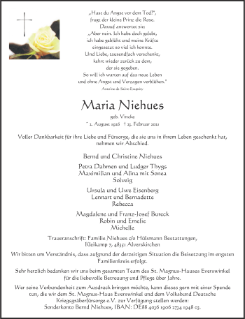 Anzeige von Egon Niehues 