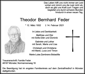 Anzeige von Theodor Bernhard 