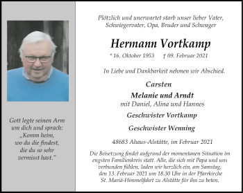 Anzeige von Hermann Vortkamp 