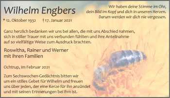 Anzeige von Wilhelm Engbers 