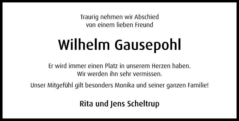  Traueranzeige für Wilhelm Gausepohl vom 06.03.2021 aus 