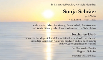 Anzeige von Sonja Schräer 