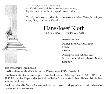 Anzeige von Hans-Josef Kloth 