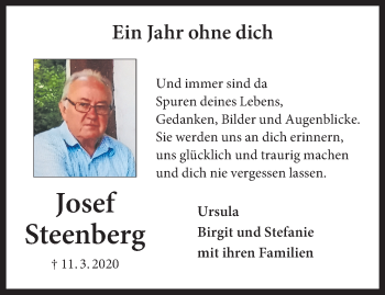 Anzeige von Josef Steenberg 