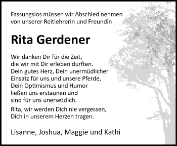 Anzeige von Rita Gerdener 