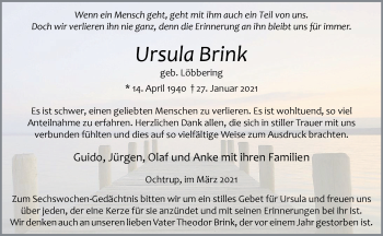 Anzeige von Ursula Brink 