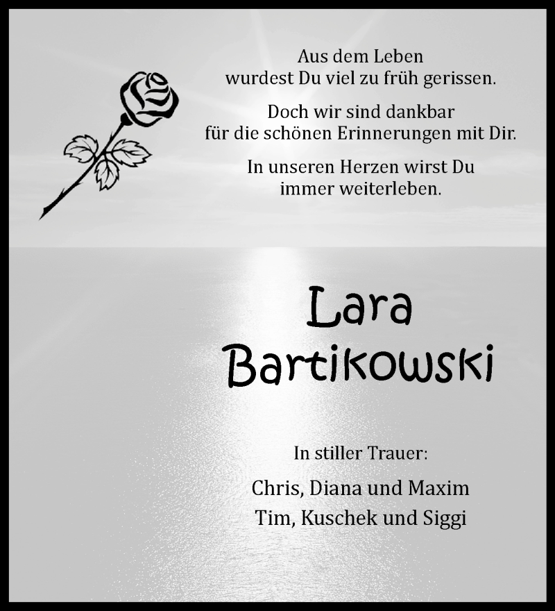  Traueranzeige für Lara Bartikowski vom 06.03.2021 aus 