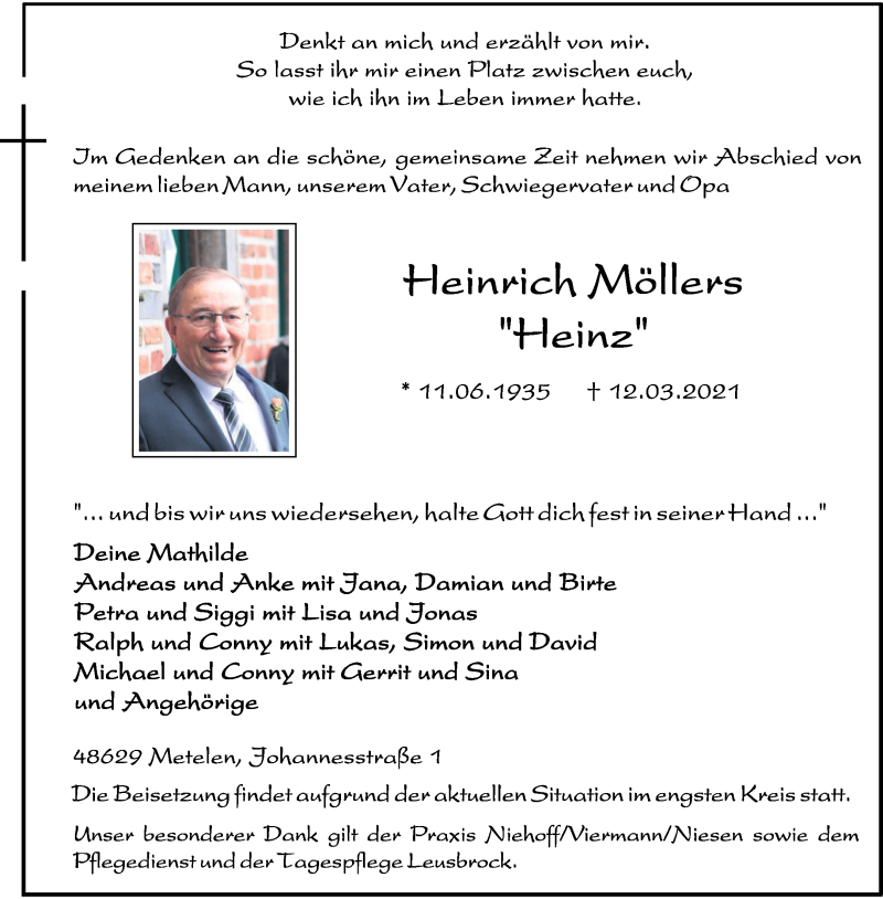  Traueranzeige für Heinrich 