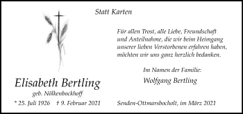Anzeige von Elisabeth Bertling 