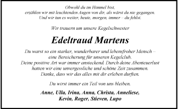 Anzeige von Edeltraud Martens 