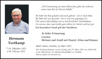 Anzeige von Hermann Vortkamp 