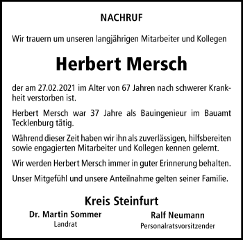 Anzeige von Herbert Mersch 