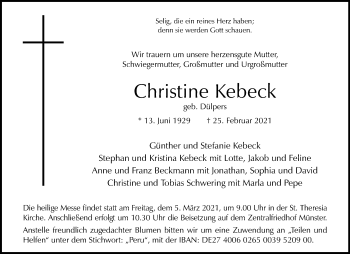 Anzeige von Christine Kebeck 