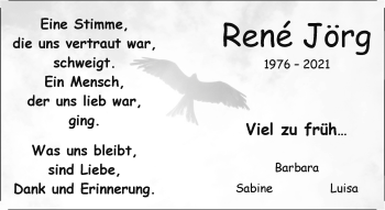 Anzeige von Rene Jörg 