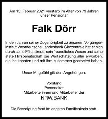 Anzeige von Falk Dörr 