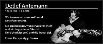 Anzeige von Detlef Antemann 