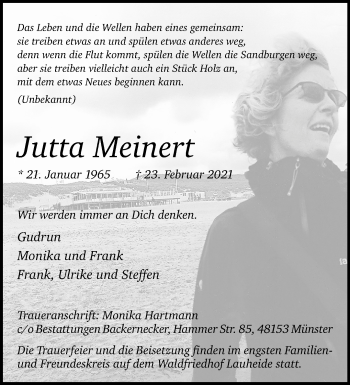 Anzeige von Jutta Meinert 