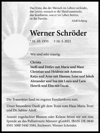 Anzeige von Werner Schröder 