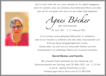 Anzeige von Agnes Böcker 