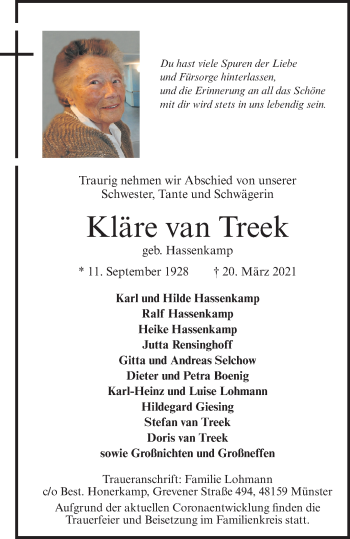 Anzeige von Kläre an Treek 