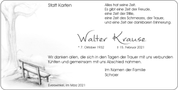 Anzeige von Walter Krause 