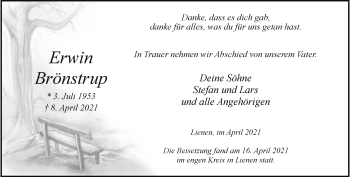 Anzeige von Erwin Brönstrup 
