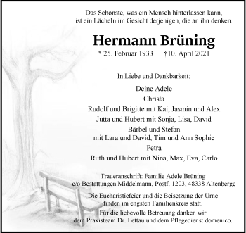 Anzeige von Hermann Brüning 