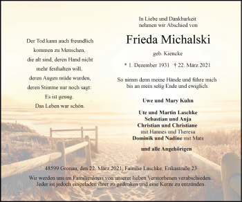 Anzeige von Frieda Michalski 