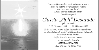 Anzeige von Christa Deparade 
