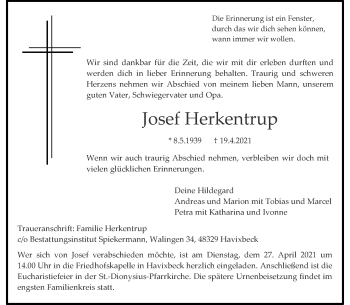 Anzeige von Josef Herkentrup 