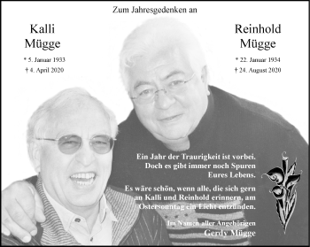 Anzeige von Kalli Mügge 