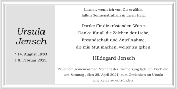 Anzeige von Ursula Jensch 