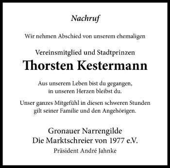 Anzeige von Thorsten Kestermann 