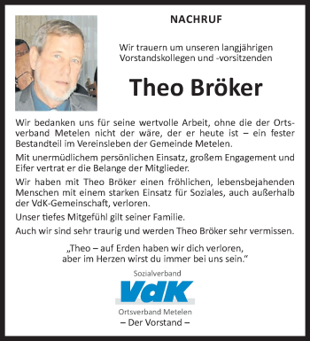 Anzeige von Theo Bröker 