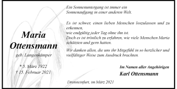 Anzeige von Maria Ottensmann 