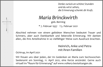 Anzeige von Maria Brinckwirth 