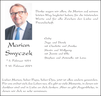 Anzeige von Marian Smyczek 