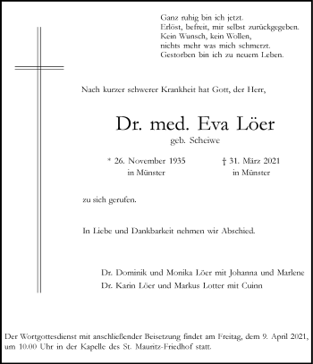 Anzeige von Eva Löer 