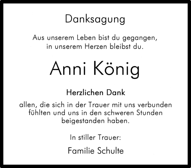  Traueranzeige für Anni König vom 27.03.2021 aus 