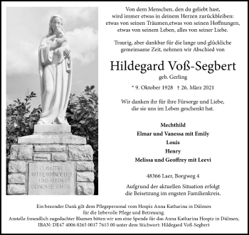 Anzeige von Hildegard Voß-Segbert 