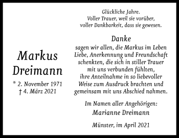 Anzeige von Markus Dreimann 
