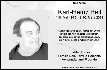 Anzeige von Karl-Heinz Beil 