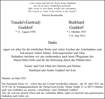 Anzeige von Gertrud Guddorf 