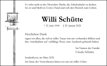 Anzeige von Willi Schütte 