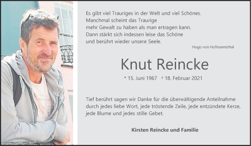  Traueranzeige für Knut Reincke vom 02.04.2021 aus 