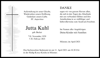 Anzeige von Jutta Kuhl 