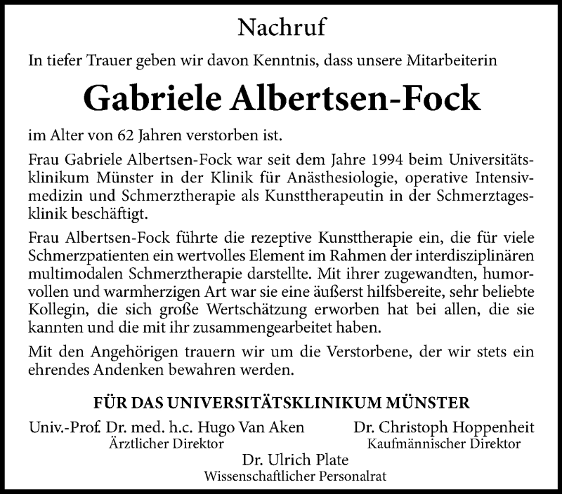  Traueranzeige für Gabriele Albertsen-Fock vom 17.03.2021 aus 