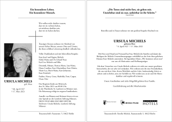 Anzeige von Ursula Michels 